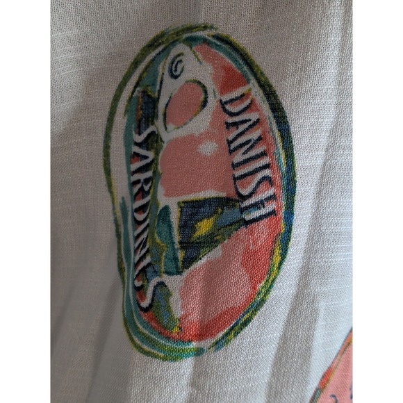 Jane + Delancey Canned Sardine Print Women's Button Up Shirt Blend Linen Size M - Picture 5 of 12